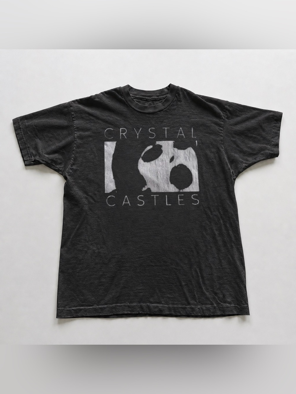 Black Graphic Tee with White Crystal Castles Print